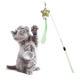 Cat Toys Toys Wand Star Tassel Dekoracyjny kotek interaktywny dzwon długi plastikowy kij zwierzaku dla kotów grę dostarczenie domowe dhewt
