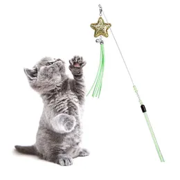 Cat Toys Cat Toys Wand Star Tassel Decorative Kitten Interactive Bell Long Plastic Stick Pet For Cats Play Drop Delivery Homeindustry Dhewt