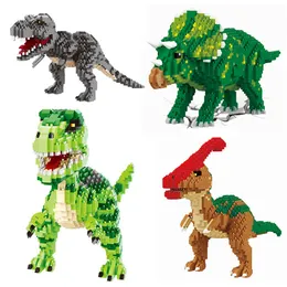 Blocks DIY Dinosaur Brick Jurassic Tyrannosaurus Triceratops 3D Model Puzzle Assembly Building Children s Toys Holiday Gift 220902