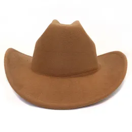 Ny västerländsk cowboy hatt kvinnor män rullar bred brim filt fedora cap party topp hatt vår dörr solskydd hatt sombreros de mujer