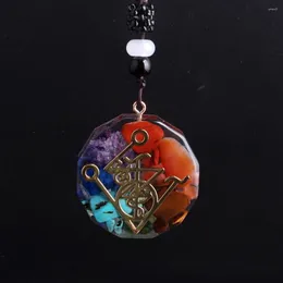 Collane con ciondolo Gratis da 6 Pz/lotto 7 Chakra Collana Orgone Cubo Metatron Orgonite Energia Reiki Guarigione Amuleto di Cristallo Simbolo Specifico