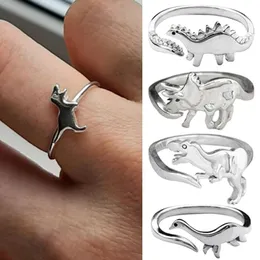 공룡 오픈 조정 가능한 밴드 반지 긴 목 드래곤 동물 반지 반지 귀여운 보석