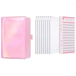 Confezione regalo PPYY-Budget Binder Buste per contanti A6 Tasche con cerniera in pelle PU a 6 anelli per Organizzatore di denaro Pianificatori di budget