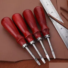 Hantverksverktyg 1 st 0,8/1,0/1.2/1,5 mm läderkant Bevinnarverktyg Skivning avfasning knivskärning Handhantverksverktyg med trä HAMINDUSTRY DHZ4X