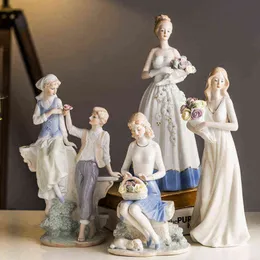 Figurine decorative Nordic Creative Ceramic Body Art Doppia scultura Decorazione Armadietto del vino Camera da letto Soggiorno Decorazioni per la casa Ornamento Regalo di nozze