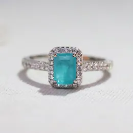 حلقات الكتلة Diwenfu 925 Silver Sterling Emerald Jewelry Ring for Women Anillos de Wedding Bands Bizuteria Green Topaz Anel Box
