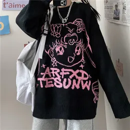 Maglioni femminili femminile da donna in streetwear streetwear anime maglione maglione femminile harajuku punk hip hop o-scollo oversize manica lunga