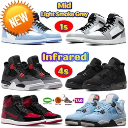 Outdoor Boots 2022 Designer 1 4 High Basketball shoes University Blue Bred Patent UNC Royal Chicago toe 1s 4s Mid Light Smoke Grey Infrared Black Cat Red