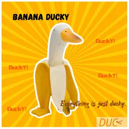 Decorative Objects Figurines Banana Duck Designer Street Art Toy Creative Figurine Doll Desk Accessories Cute Ornament Teen Room Desktop Decor Funny Gift T220902