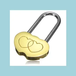 Party Favor New Padlock Love Lock Graved Double Heart Valentines Anniversary Day Gifts 100st/Lot Drop Delivery 2021 H Homeindustry DHMA1