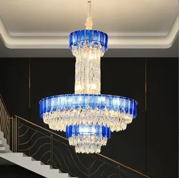 Postmodernistyczne luksusowy luksus wielowarstwowy kryształowy żyrandol willa główna lampa salonu europejska hotel lobby okrągłe lampy projektowe