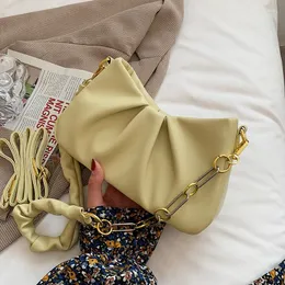Abendtaschen Kleine weiche PU-Leder Umhängetasche für Frauen 2022 Trend Luxus Mode Kette Schulter Handtasche Designer Weiß Gelb