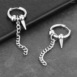 Kolczyki obręcze punkowe srebrne pióro ostre stożkowe pendientes frędzle kolczyki stal nierdzewna liść cross huggie hoops pierścień uszy biżuteria