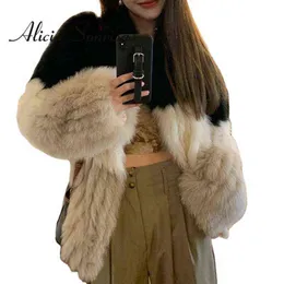 Women Down Down Parkas 2021 Winter Faux Fur Coat Women Whomen Black Block Bloco Fluffy Moda Cardign Mangas compridas Jaqueta feminina casual e quente feminina T220902