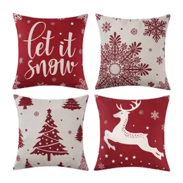 Pillow Case Christmas Decoration Ers 18 X18 Set Of 4 Farmhouse Decor Throw For Home Merry Tree Deer Hello Winter Holiday Cushi Mxhome Amzg6
