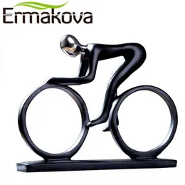 Figurine decorative ERMAKOVA Resina astratta moderna Ciclista Ciclista Statua Ciclista Statua Bike Racer Rider Figurine Office Living Room Decor