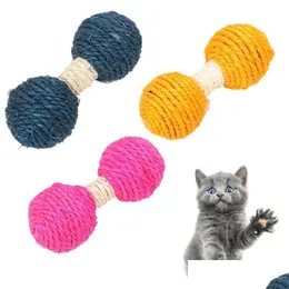 Cat Toys Cat Toys Kitten Sisal Dumbbell Scratching Toy Scratch Chew Feather Teaser Pet Supplies Drop Delivery 2021 Home G Homeindustry Dhdz4