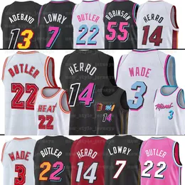 Maglie da basket Jimmy Butler Miamis 22 Dwayne Dwyane 3 Wade Tyler 14 Herro Kyle 7 Lowry Bam 13 Adebayo