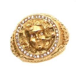 Кластерные кольца унисекс 316L из нержавеющей стали прохладный чистый камень король череп золотой цвета медуза Эст кольцо