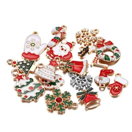 Christmas Elk Bells Snowflake Necklace Bracelet Ornaments Alloy Pendant Drip Oil Accessories Materials