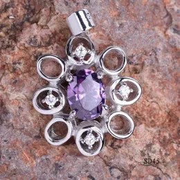 Naszyjniki wisiorek Anglang romantyczny purpurowy Purple Crystal Wedding Cubic Zirconia Anniversary Gift Biżuteria modowa