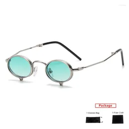 Sonnenbrille Mimiyou Flip Runde Frauen Punk Vintage Für Männer Sonnenbrille Marke Desginer UV400 Brillen Shades Oculos
