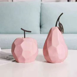 Estatuetas decorativas de simulação nórdica cerâmica ornamentos de pêra de pátio de estar para desktop frutas de desktop sculpture artesanato em casa acessórios de decoração de casa