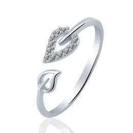 Fashion Open Leaf Band Rings For Women Girls Resizable Plant Female Knuckle Ring Engagement Wedding Party Jewelry