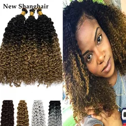 Curl Crochet hair Ombre 14 Inch Water Wave 24 strands/pcs Synthetic Jerry Curly Braid Deep Braiding Hair Extensions BS22