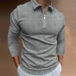 Мужская половая рубашка с длинным рукавом дизайн застежки молнии вниз по воротнику чистого цвета мужская одежда уличная одежда повседневная мода 220902
