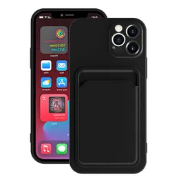 Płynny silikonowy telefon dla iPhone'a 14 13 12 11 Pro Max xr xs x 8 7 6 Plus Samsung S21 Ultra Note 20 A32 A42 A52 A72 5G Slot Uchwyt karty Soft TPU iPhone Case