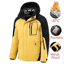 Herren Daunenparkas 5XL Winter-Outwear Dicke warme Jacke Mantel lässig winddicht Taschen abnehmbare Kapuze 220902