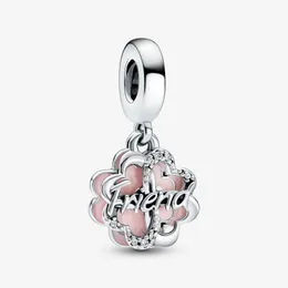 Amizade de trevo de quatro folhas Charms duplos encantadores se encaixam na pulseira de charme europeia original 925 Sterling Silver Fashion Women Jewelry Acessórios