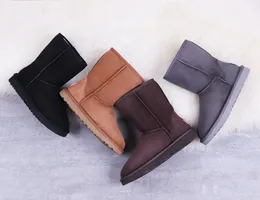 Designer-Mittelstiefel, knielang, für Herren und Damen, Baumwollstoff, dicke Absätze, Schuhe, Schaffell, Wildleder, Plüsch, Schnee, lange Stiefel, U5825 mit Box, Winter, lässig, warm, Halbstiefel, rutschfeste Unterseite, 8515