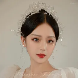 Headpieces Brud Crown Headpiece Super Fairy Atmosphere Crystal Hair Hoop Princess Modeling Pography Wedding Diamond Accessories