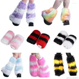 Women Socks Cute Lolita Faux Fur Cuffs Pile Winter Warm Thickened Leg Warmer Boots Cuff Furry Foot Cover Drop