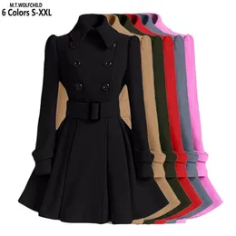 Kvinnors trenchrockar SXXL Fashion Classic Winter Thick Coat Europe Belt Buckle Double Breasted Outerwear Casual Ladies Dress 220902