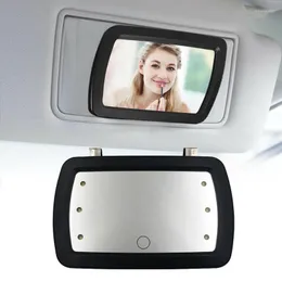 Interiörstillbehör LED -upplyst klipp på Sun Visor Vanity Mirror Car Automobile Black Light Cover Touch Switch Makeup Universal Parts