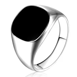Shellhard Edelstahl Ring Modes schwarzer Emaille poliert Signet Seal Biker Finger Ring für Frauen Männer Schmuck 3102