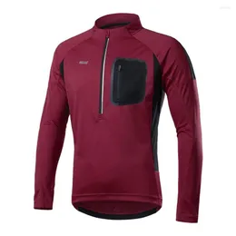 Giacche da corsa Arsuxeo Uomo Maglia da ciclismo primaverile Maniche lunghe Vestibilità ampia Comoda MTB Top Traspirante Bici da strada Bicicletta con 4 tasche