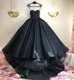 2023 Black Gothic Wedding Dresses Bridal Gown Sleeveless Sweetheart Neckline Ruched Plus Size Tulle Satin Sweep Train Gardenvestido De Novia 401 401