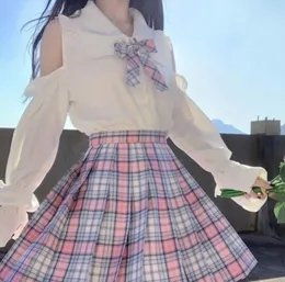 Bluzki damskie Niezarne japońskie słodkie kołnierzyki z długimi rękawem miękka dziewczyna lolita z luźnym topem bez ramiączek