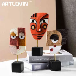 Figurine decorative Resin Face Art Crafts Decorativo tradizionale astratto da tavolo Figurine da tavolo Ornamento creativo per la decorazione della casa del soggiorno