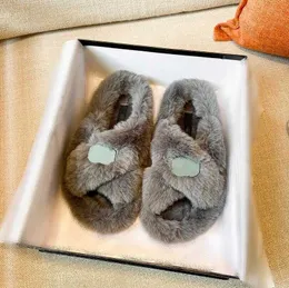 Women Winter Slippers High Quality Wool Slides Double Letter Furry Slide Designer Shoes Warm Black White Fashion Ladies Casual Winter With original box