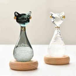 装飾的なオブジェクト図形の創造的な天気予報ボトル予測因子エジプト猫ガラス嵐ボトルホームリビングルームデスクトップ装飾ギフトT220902