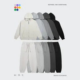 남성용 트랙 슈트 인플레이션 Zip Up Hoodies 세트 남성 대형 두 조각 겨울 두꺼운 양털 수트 커플 지퍼 땀복 220902