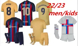 Ansu Fati Camisetas de Football Soccer Jersey 23 23 Memphis Pedri Kun Aguero Adama Ferran2022 2023 Barcelona Griezmann F. de Jong Dest Shirt Men Kids Kit Socks 999