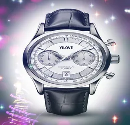 Voll funktionsfähige Herren Watch Stoppwatch Japan Quarz Bewegung Ledergürtel Waterdes Geburtstag Geschenke Armbanduhr Uhr Relogio Maskulino