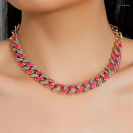 Choker dubbelfärg Kristall tjock kedja halsband för kvinnor män smycken halsband hängen colar kolye colares cf1