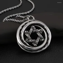 Pendant Necklaces Titanium Steel Six-pointed Star Punk Vintage Hipster Male Stainless Casting